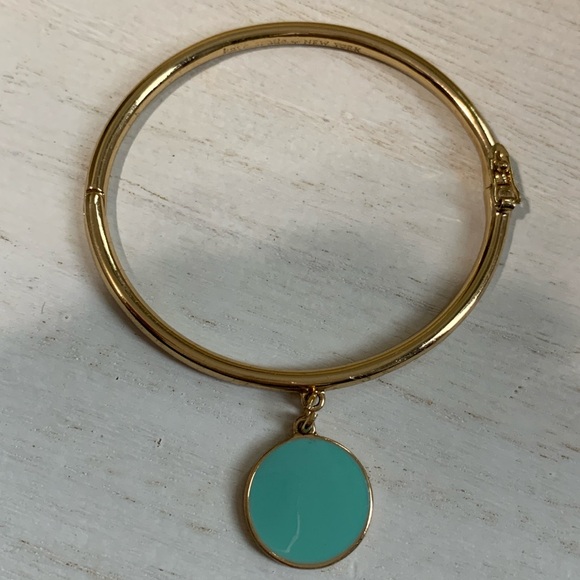 Kate Spade Something Blue Gold Bangle Bracelet with Turquoise Charm - Picture 3 of 9